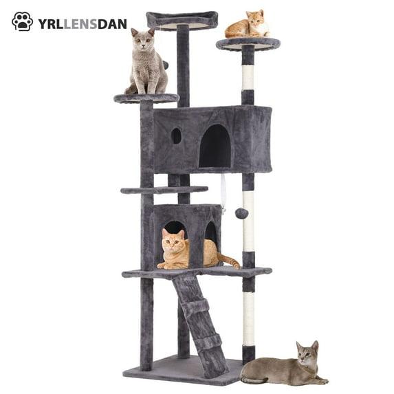 Tucker Murphy Pet™ 70In Cat Tree Tower For Indoor Cats,Multi-Level, Furniture Activity Center With Scratching Posts Stand House Cat Condo With Funny Toys For Kittens Pet Play House,Dark Gray