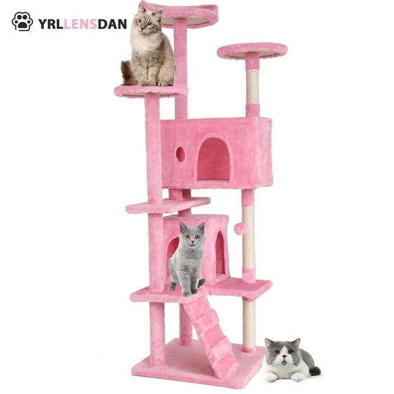 Tucker Murphy Pet™ Cat Tree With Large Top Perch, Plush Hammock, Cat Shelves And Dangling Pompom, Cat Scratching Posts And 2 Condos Houses