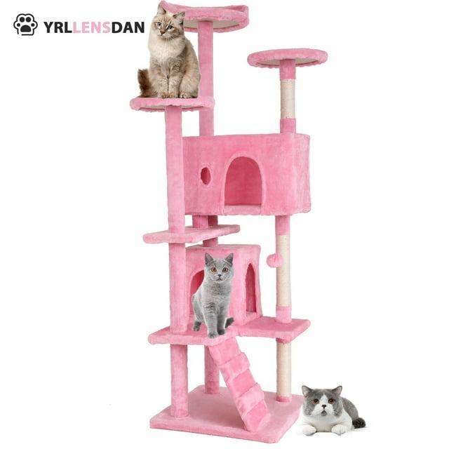 Tucker Murphy Pet™ Cat Tree With Large Top Perch, Plush Hammock, Cat Shelves And Dangling Pompom, Cat Scratching Posts And 2 Condos Houses