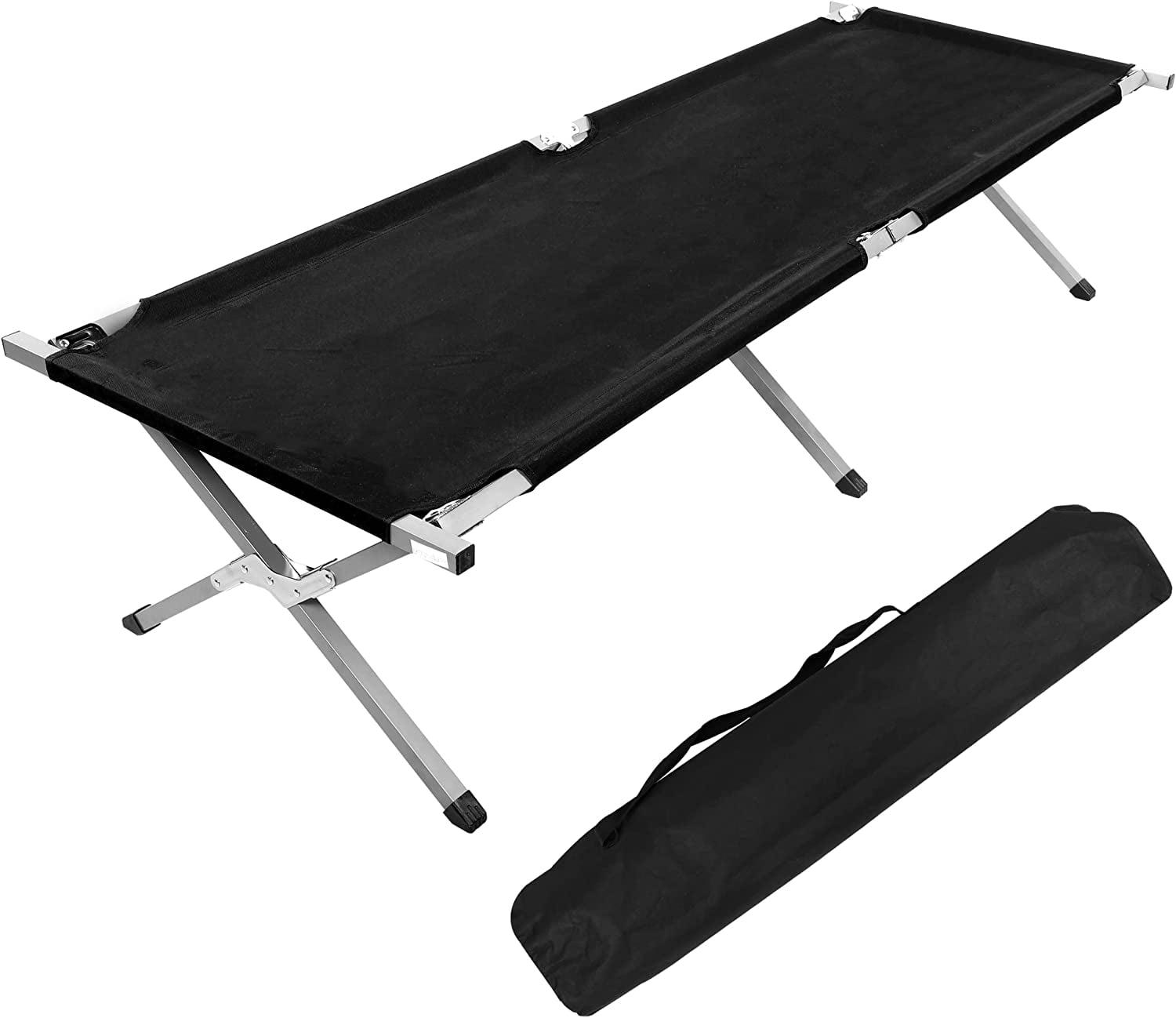 Black Foldable X-Shape Camping Cot with Storage Bag