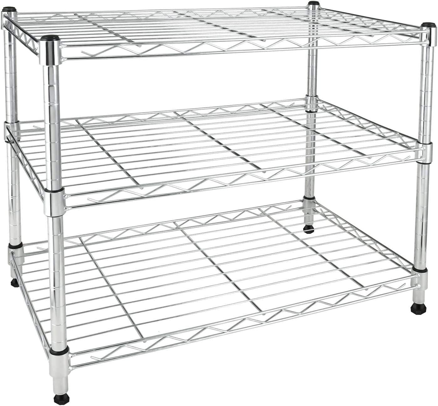 YSSOA Heavy Duty 3-Shelf Shelving with Wheels, Adjustable Storage Units, Steel Organizer Wire Rack, Plug Version