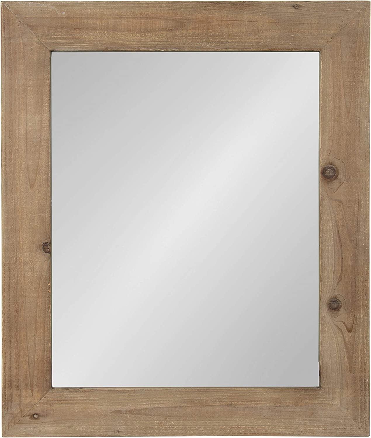 Garvey 36" x 30" Rustic Brown Solid Wood Full-Length Vanity Mirror