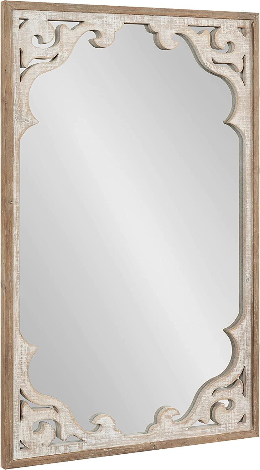 Shovali Rustic Brown 22x34 Ornate Wood-Carved Wall Mirror