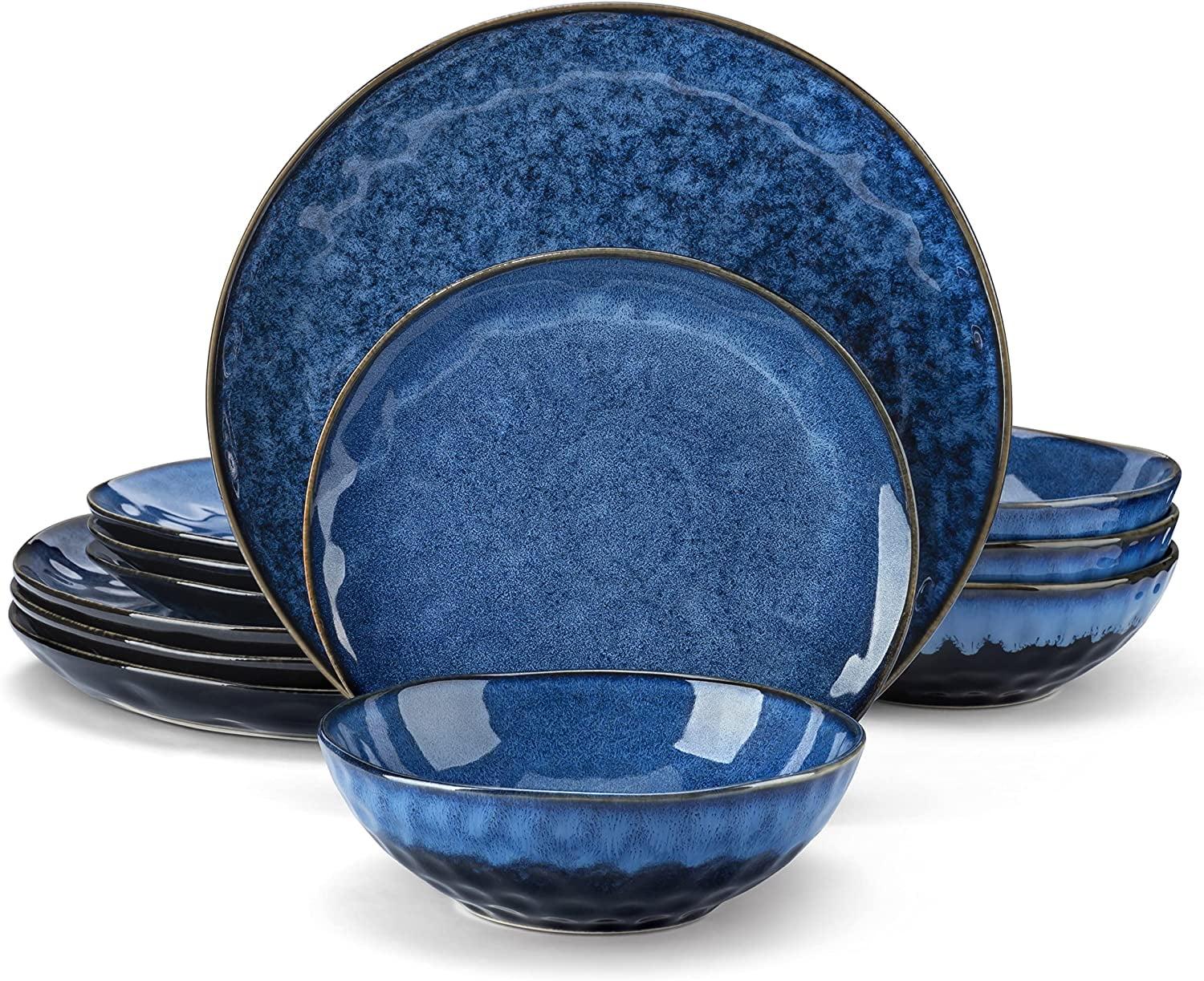 Starry Blue 12-Piece Porcelain Dinnerware Set, Service for 4