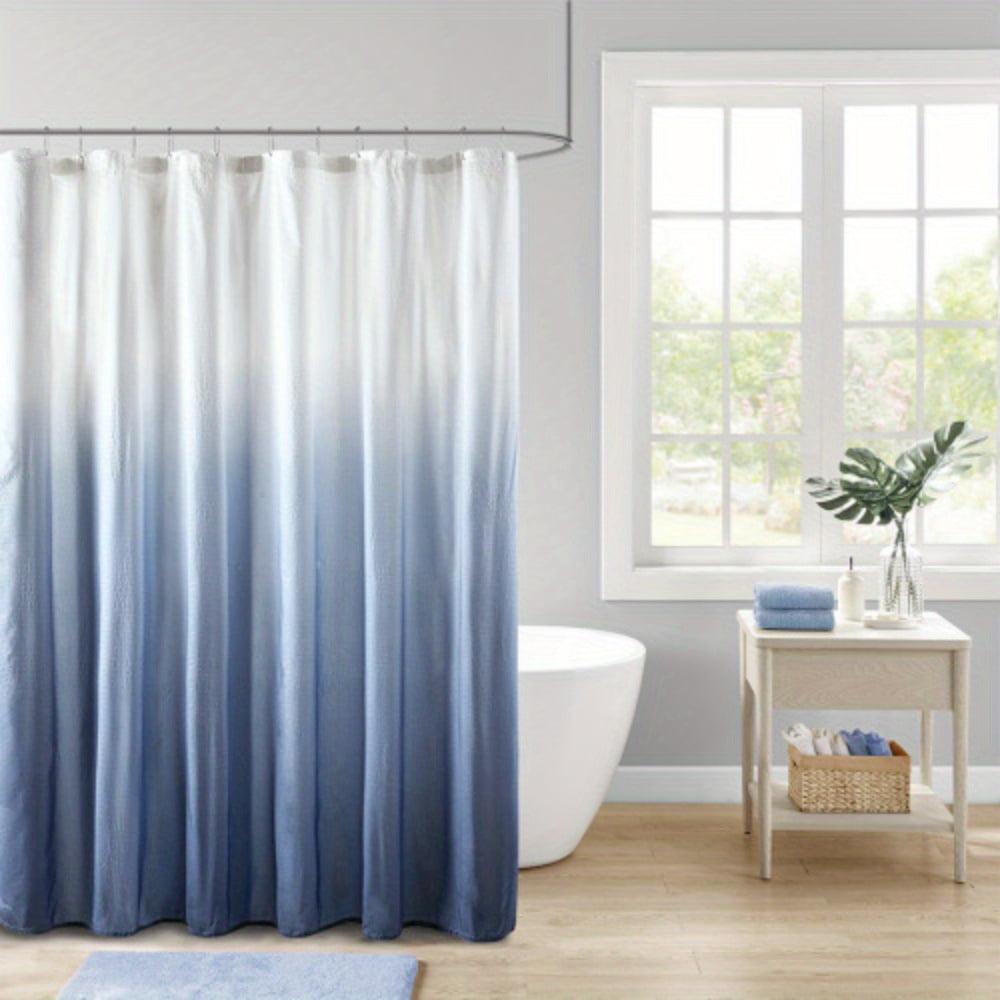 Blue Ombre Seersucker Fabric Shower Curtain 72" x 72"