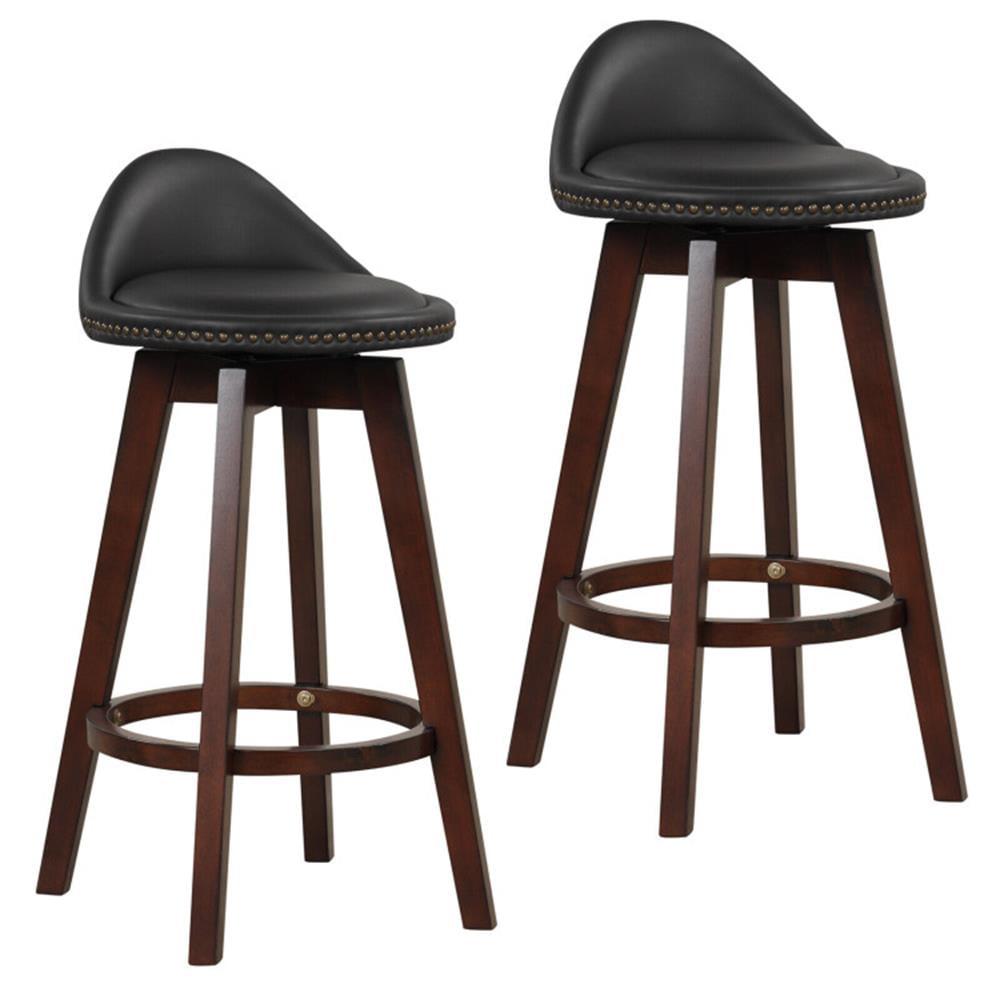 YYAo Bar Stools,Kitchen Dining Bar Chairs,2 Pieces Cushioned Swivel Bar Stool Set with Low Back-Black