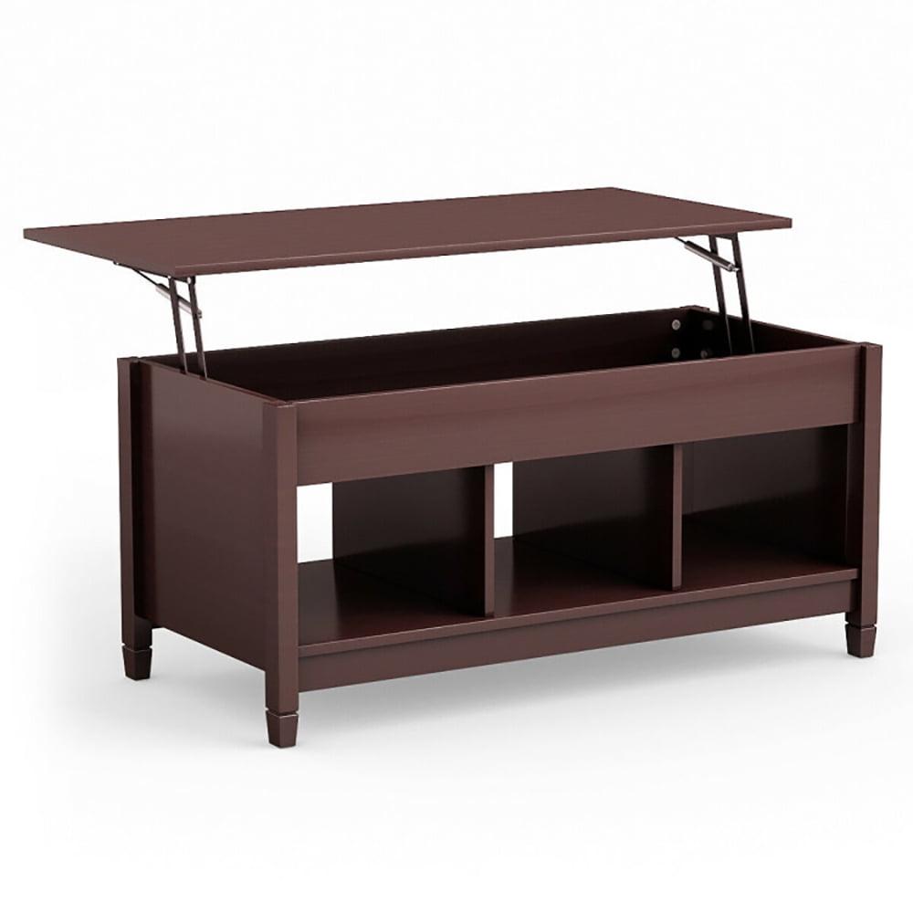 Spaco Lift Top Coffee Table with Hidden Storage Compartment-Coffee, Durable Desk with Solid Wood Legs, Adjustable Height, Multiple Colors, Perfect for Any Room