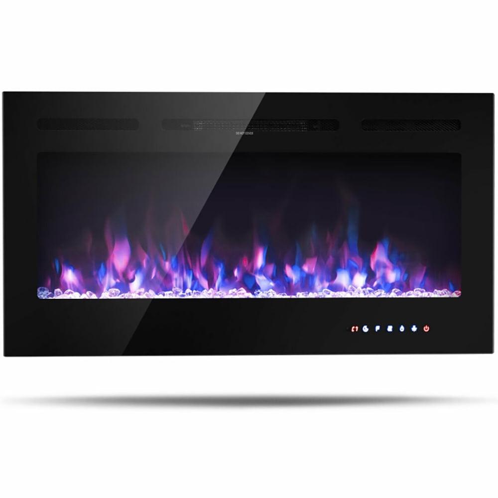 Tangkula 36"/40"/50" Recessed Electric Fireplace Wall Mounted Heater w/Remote Control 750W/1500W mode Adjustable Flame