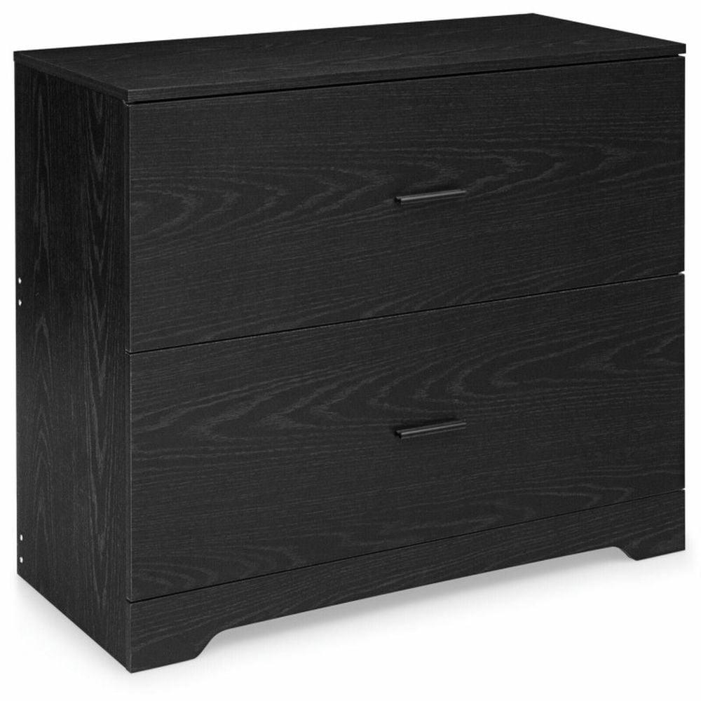 Spaco 2-Drawer Lateral File Cabinet with Adjustable Bars for Home and Office-Black, File Cabinets for Home Office