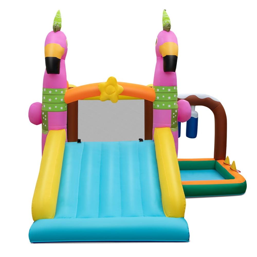 Costway Flamingo-Themed Bounce Castle 7-in-1 Kids Inflatable Jumping House