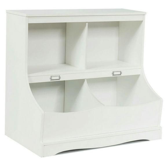 Costway Children's Multi-Functional Bookcase Toy Storage Bin Kids Floor Cabinet White