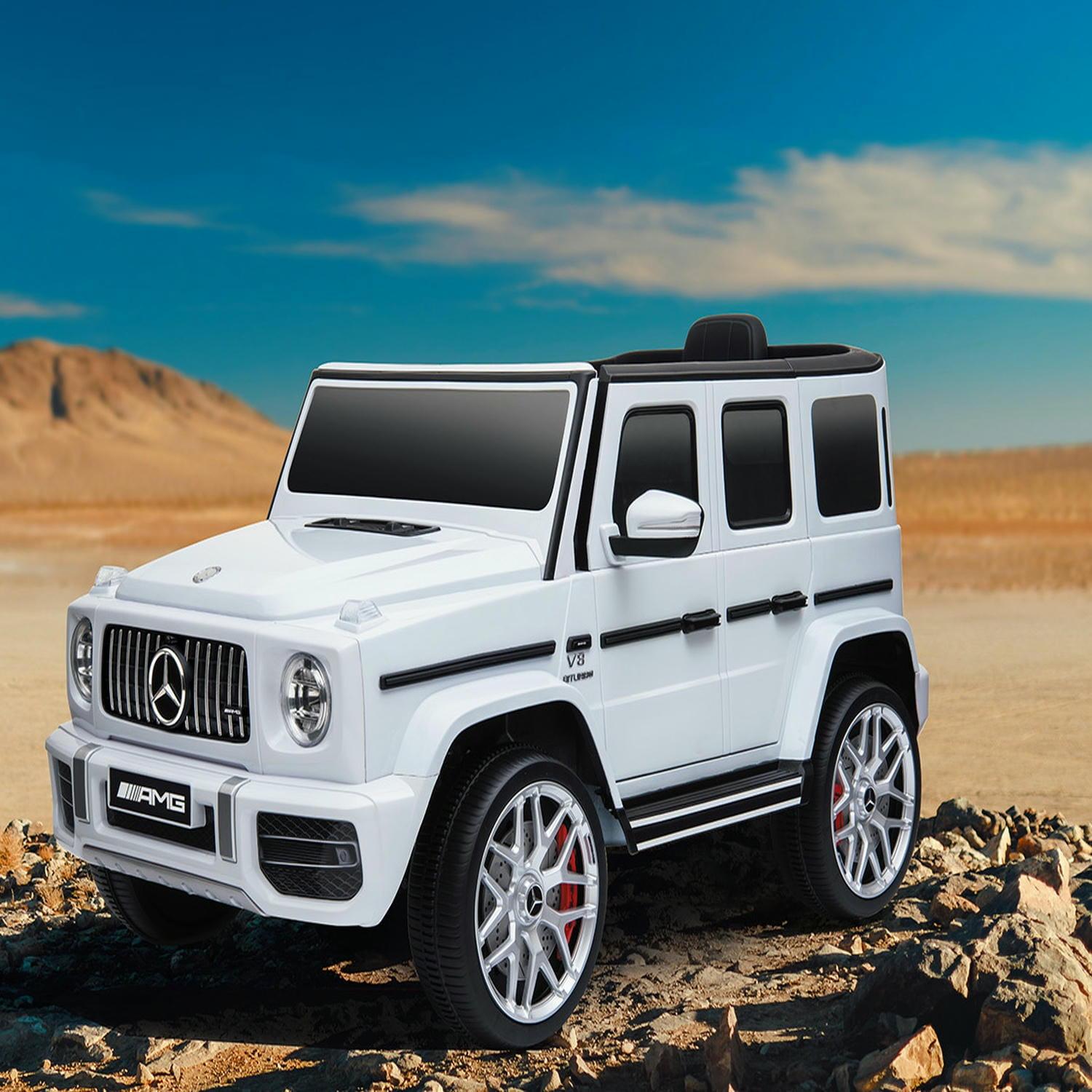 White 12V Mercedes-Benz G63 Kids Ride-On Car with Remote