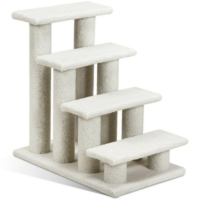 4-Step Pet Stairs Carpeted Ladder Ramp Scratching Post Cat Tree Climber, Dog Stairs for Small Dogs, Dog Steps Stairs Ramps for High Bed Couch