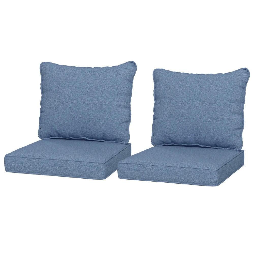 YYAo Outdoor Chair Cushions, Waterproof Outdoor Seat Pads, 4 Patio Chair Cushions with Seat & Backrest, Fade Resistant Seat Replacement Cushion Set, Blue