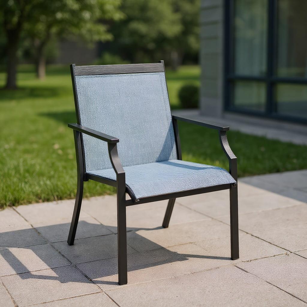 Kadyn Patio Furniture Set, 4 Piece Patio Dining Chairs Large Outdoor Chairs with Breathable Seat and Metal Frame-Blue, Patio Bistro Set, All-Weather Wicker Conversation Set