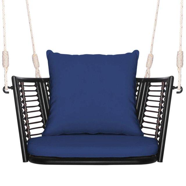 Arlmont & Co. Arlmont & Co. Patio Hanging Rattan Basket Chair Swing Hammock Chair With Seat Cushion