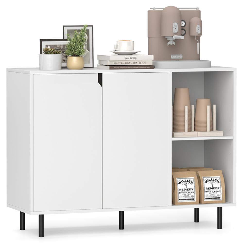 Resenkos Sideboard Buffet Cabinet,Kitchen Storage Cabinet,42 Inch Sideboard Buffet Cabinet Kitchen with Adjustable Shelves-White