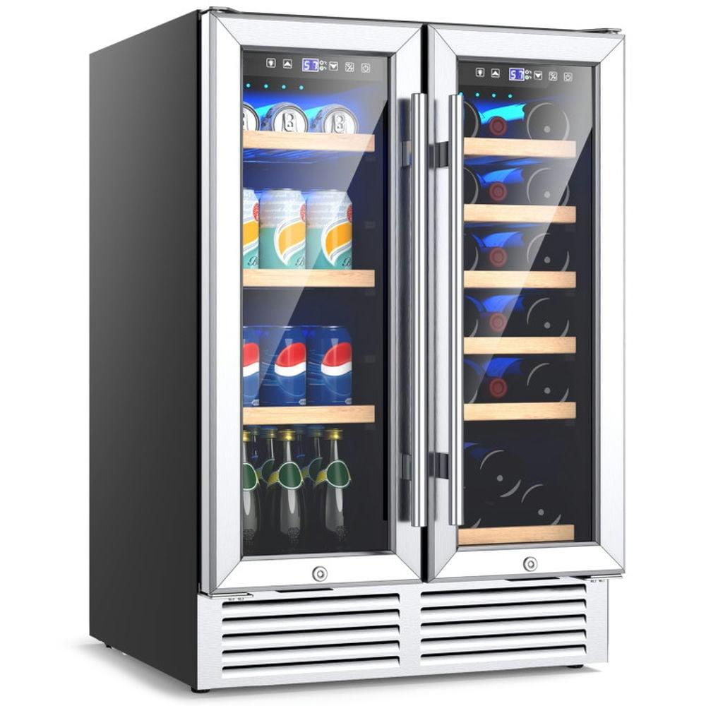 Costway 24'' Dual Zone Wine and Beverage Cooler Refrigerator Dual Control Refrigerator