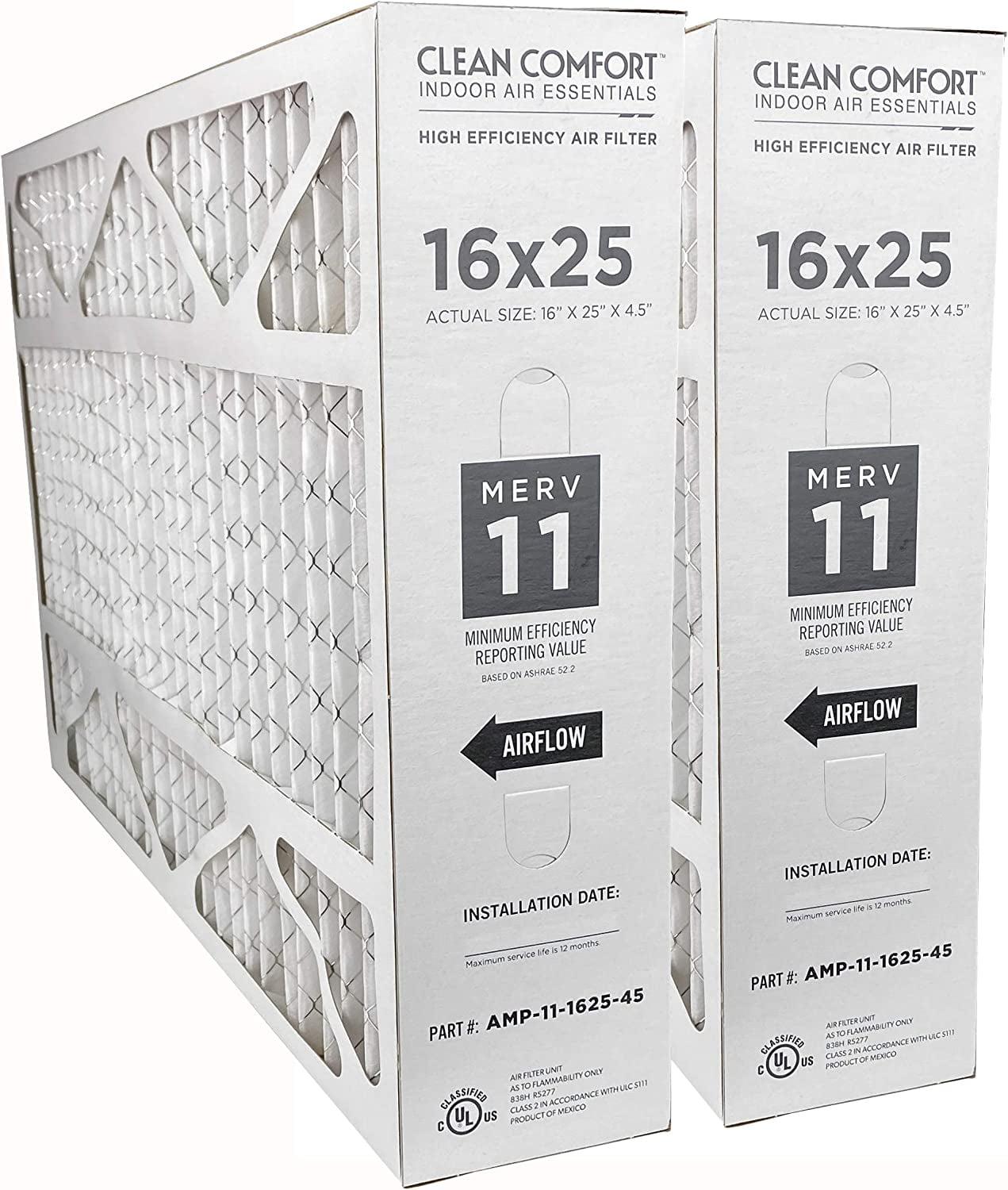 YYOJ Clean Comfort Media Air Filter MERV 11 Appliance Air Filters, 16" x 25" x 4.5", 2-Pack
