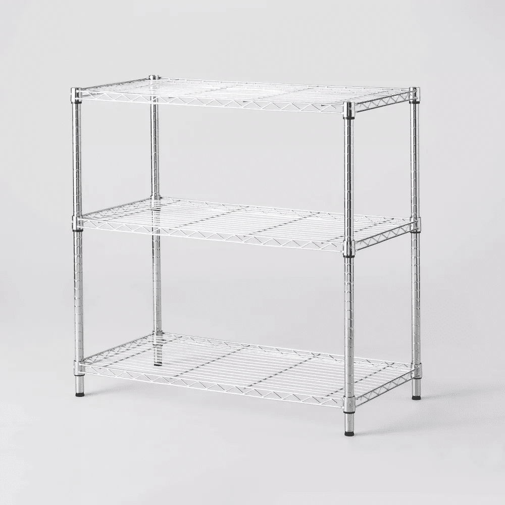 Adjustable 3-Tier Chrome Wire Shelving Unit