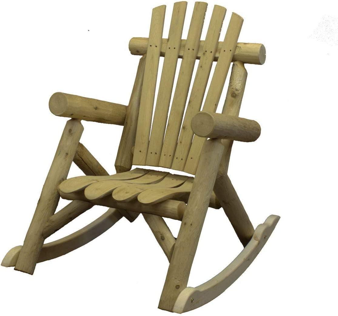 Rustic Northern White Cedar Log Rocking Chair with Contoured Seat