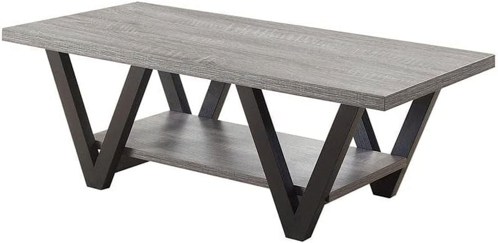 Transitional V-Shaped Black & Gray Wood Coffee Table