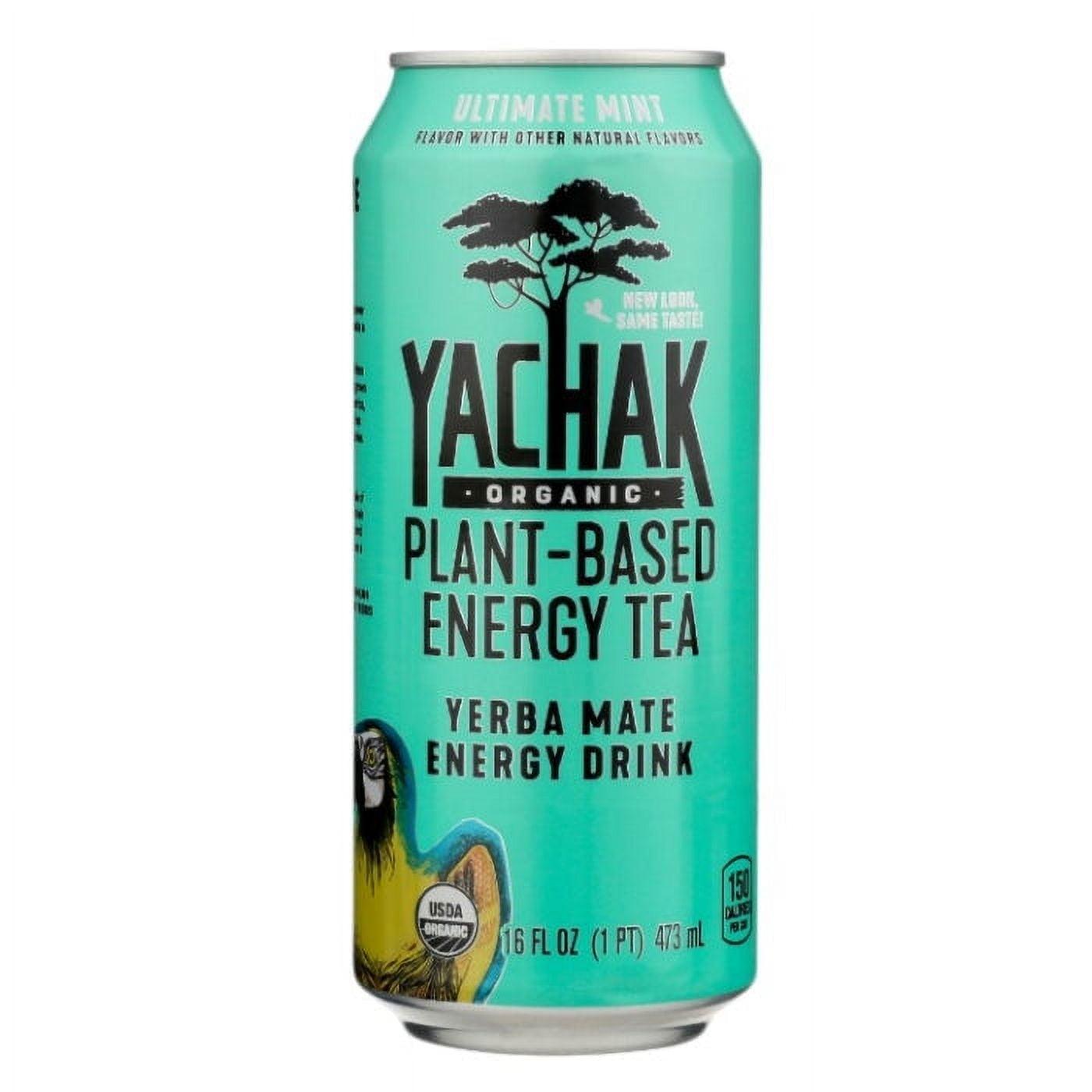 Yachak Organic Mint Yerba Mate Energy Tea, 16 Fl Oz, Pack of 12