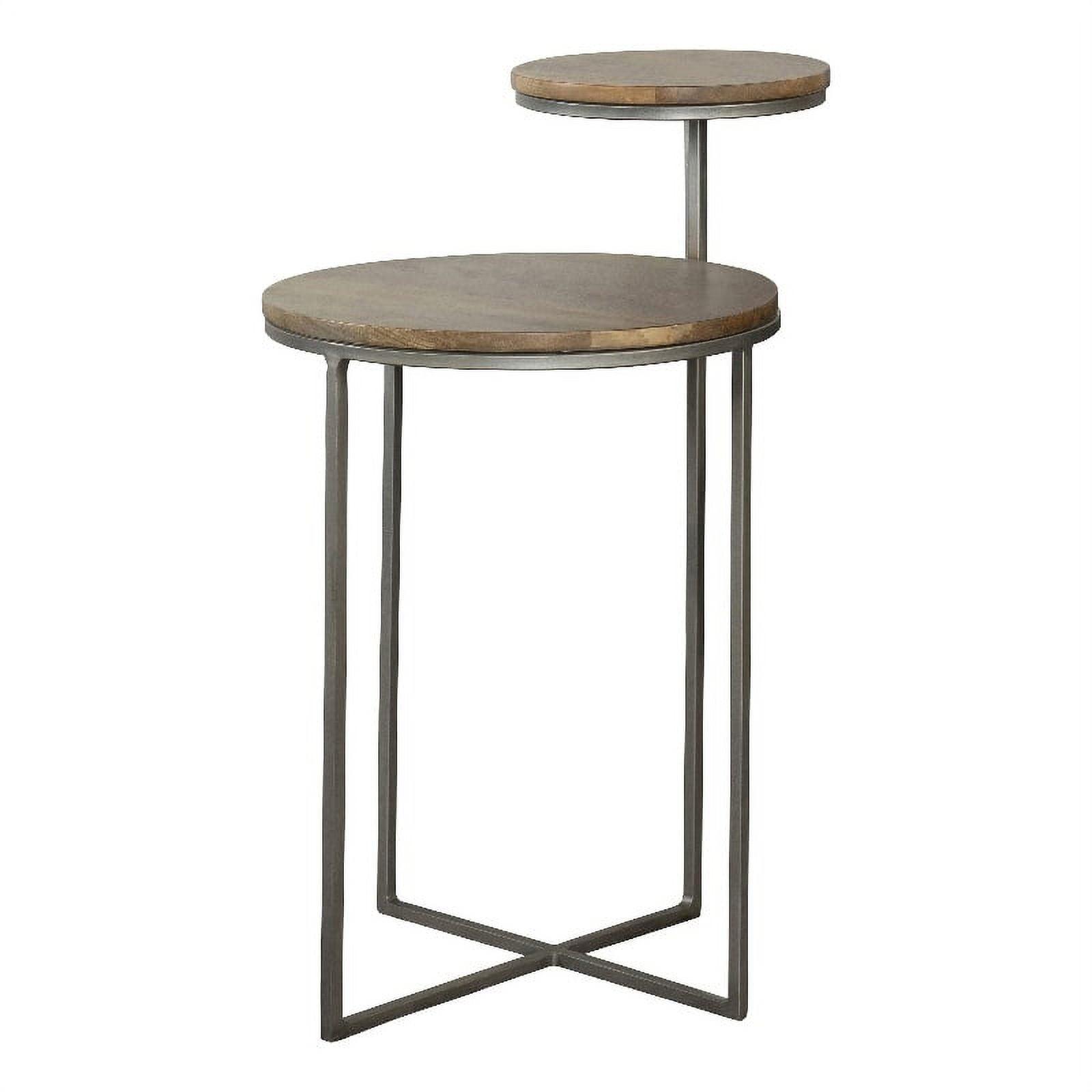 Yael Round Mango Wood and Metal Accent Table