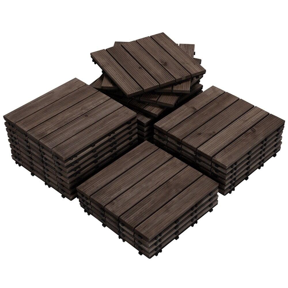 Yaheetech  27pcs 12"x12" Tiles for Patio Garden for  Indoor & Outdoor Black