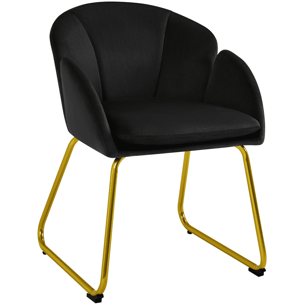 Yaheetech Velvet Armchair Accent Chair with Metal Legs for Living Room/Bedroom, Black
