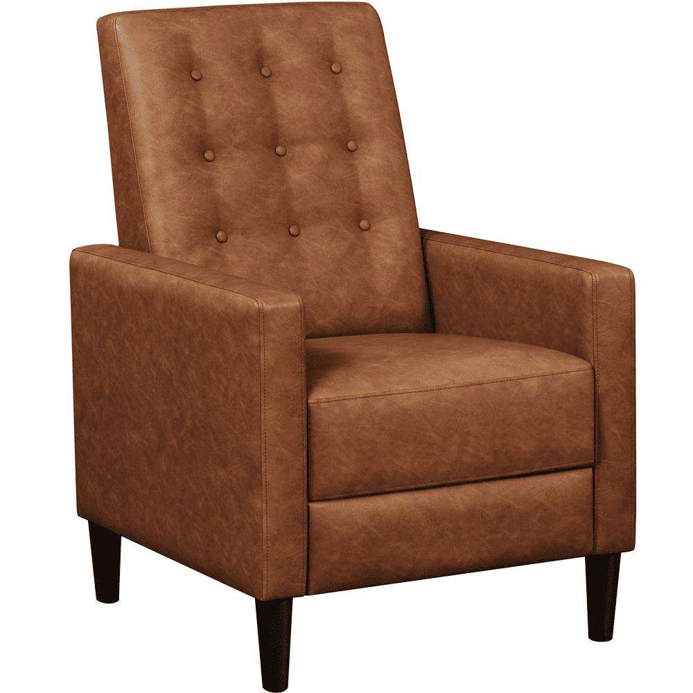 Yaheetech Faux Leather Recliner Sofa with Pocket Spring, Brown