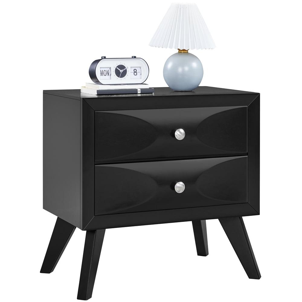 Yaheetech Modern Vintage 2-Drawer Nightstand End Table for Living Room, Black