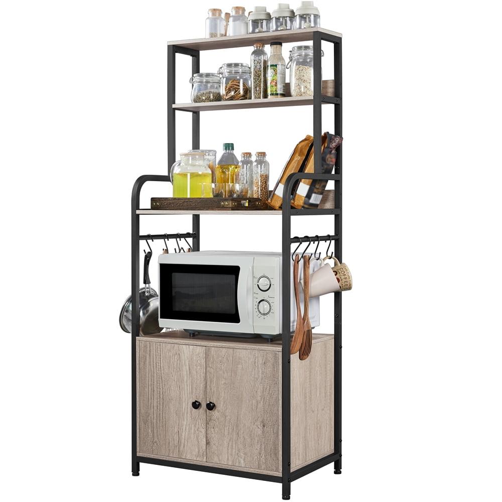 Gray Industrial Kitchen Baker's Rack with Storage Cabinet