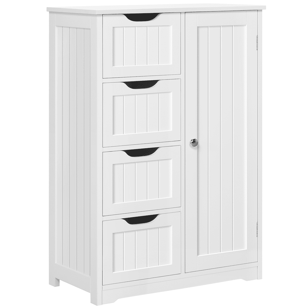 Yaheetech Wooden Bathroom Floor Cabinet with 4 Drawers and 1 Cupboard