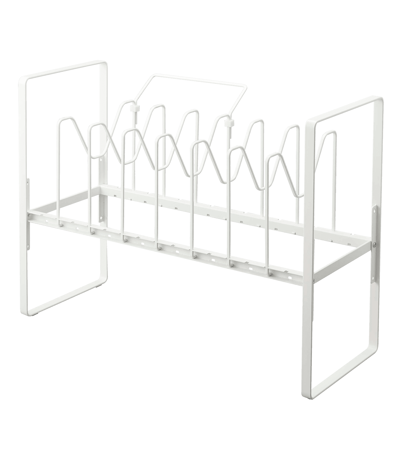 White Adjustable Steel Pots and Pans Organizer Rack