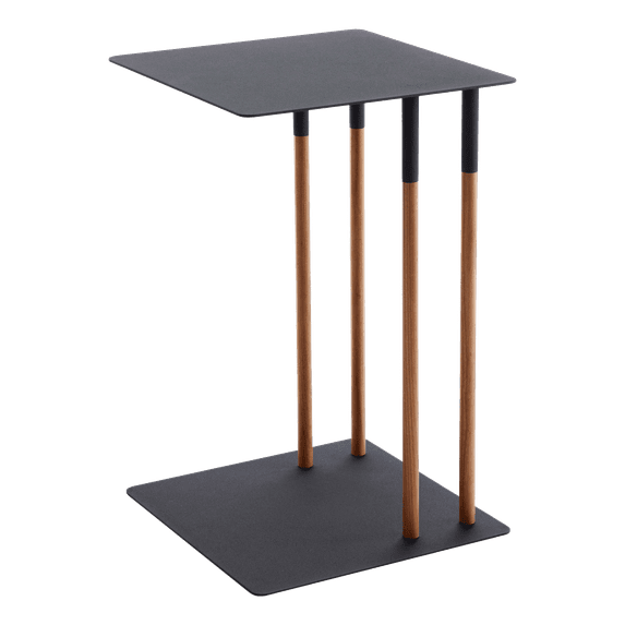 Plain Yamazaki Home Steel + Wood Sofa C Table End Table Coffee Tray, Bedside Or Living Room