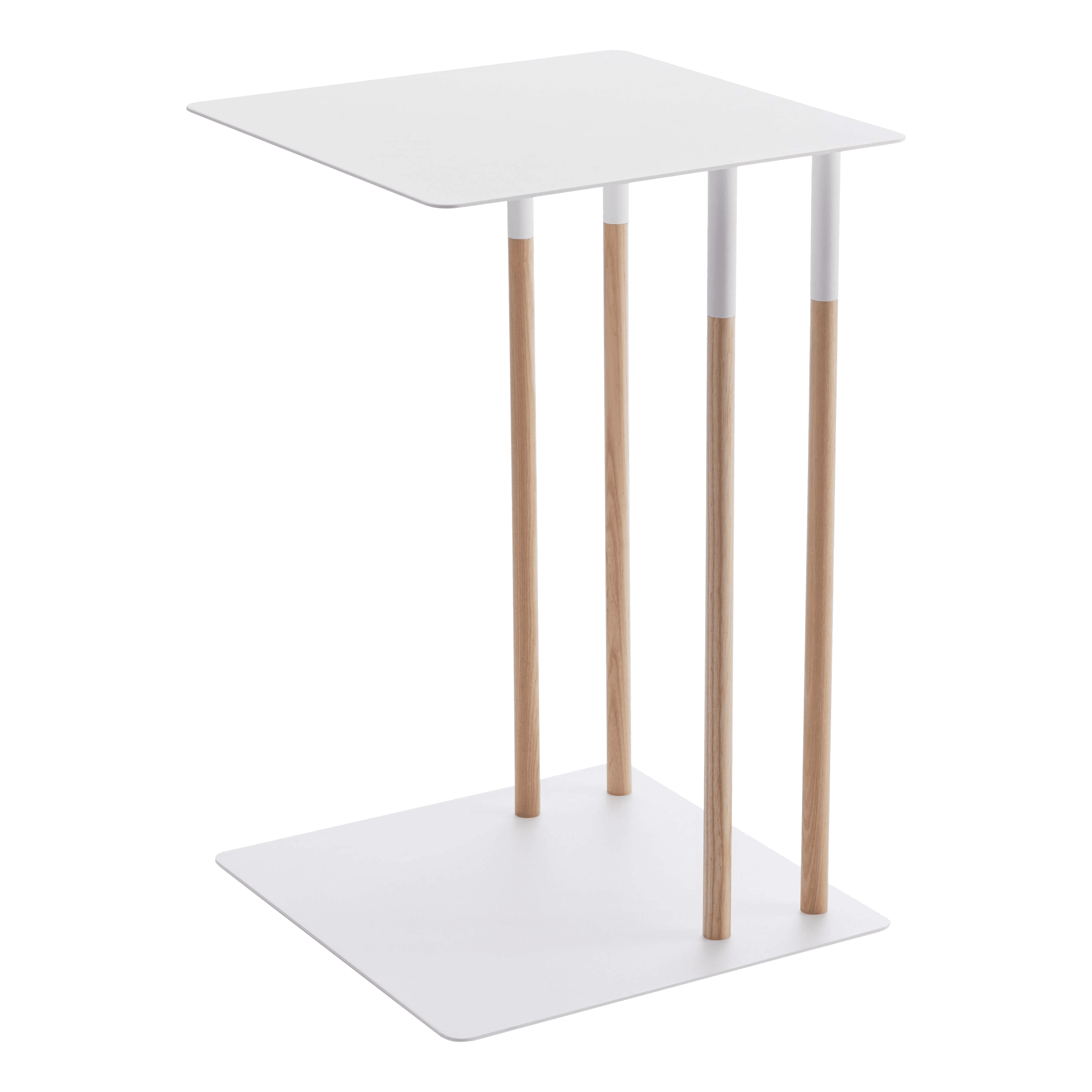 Plain Yamazaki Home Steel + Wood Sofa C Table End Table Coffee Tray, Bedside Or Living Room