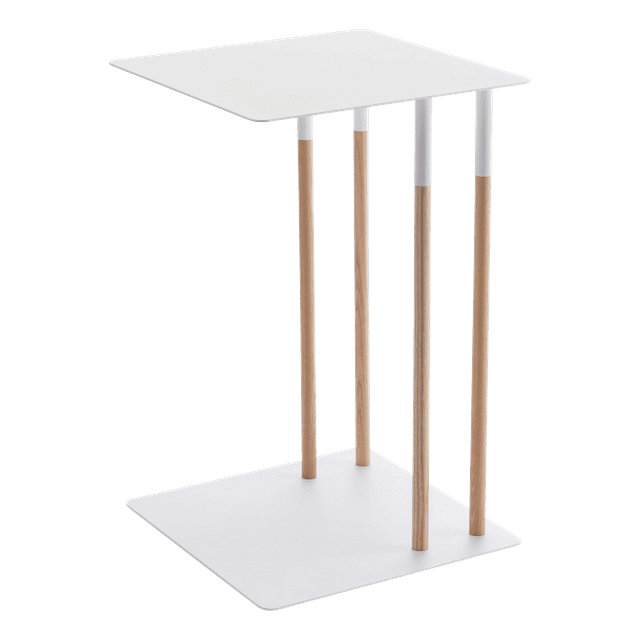 Plain Yamazaki Home Steel + Wood Sofa C Table End Table Coffee Tray, Bedside Or Living Room
