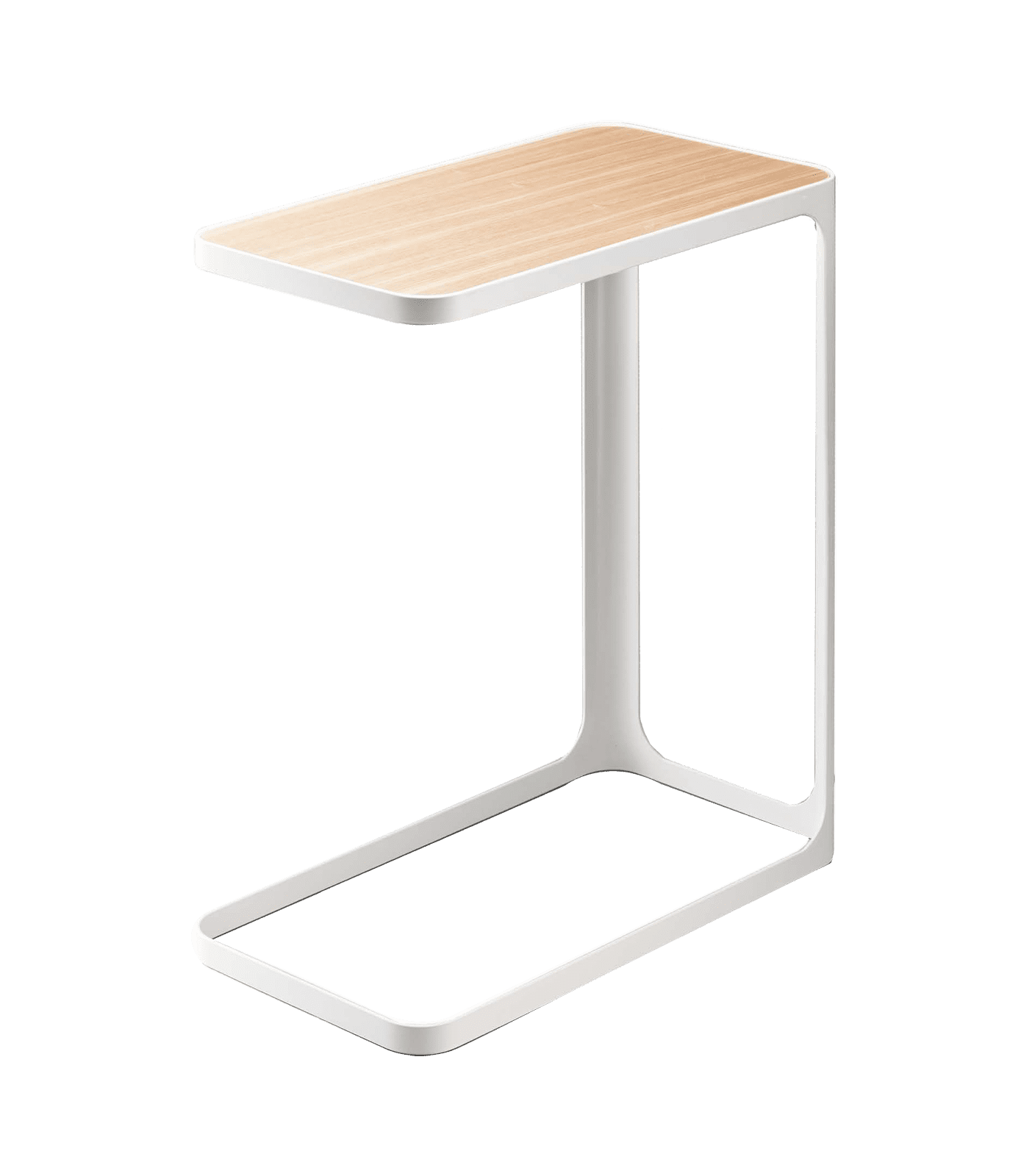 Minimalist Metal and Wood C-Shaped Side Table - Compact and Versatile