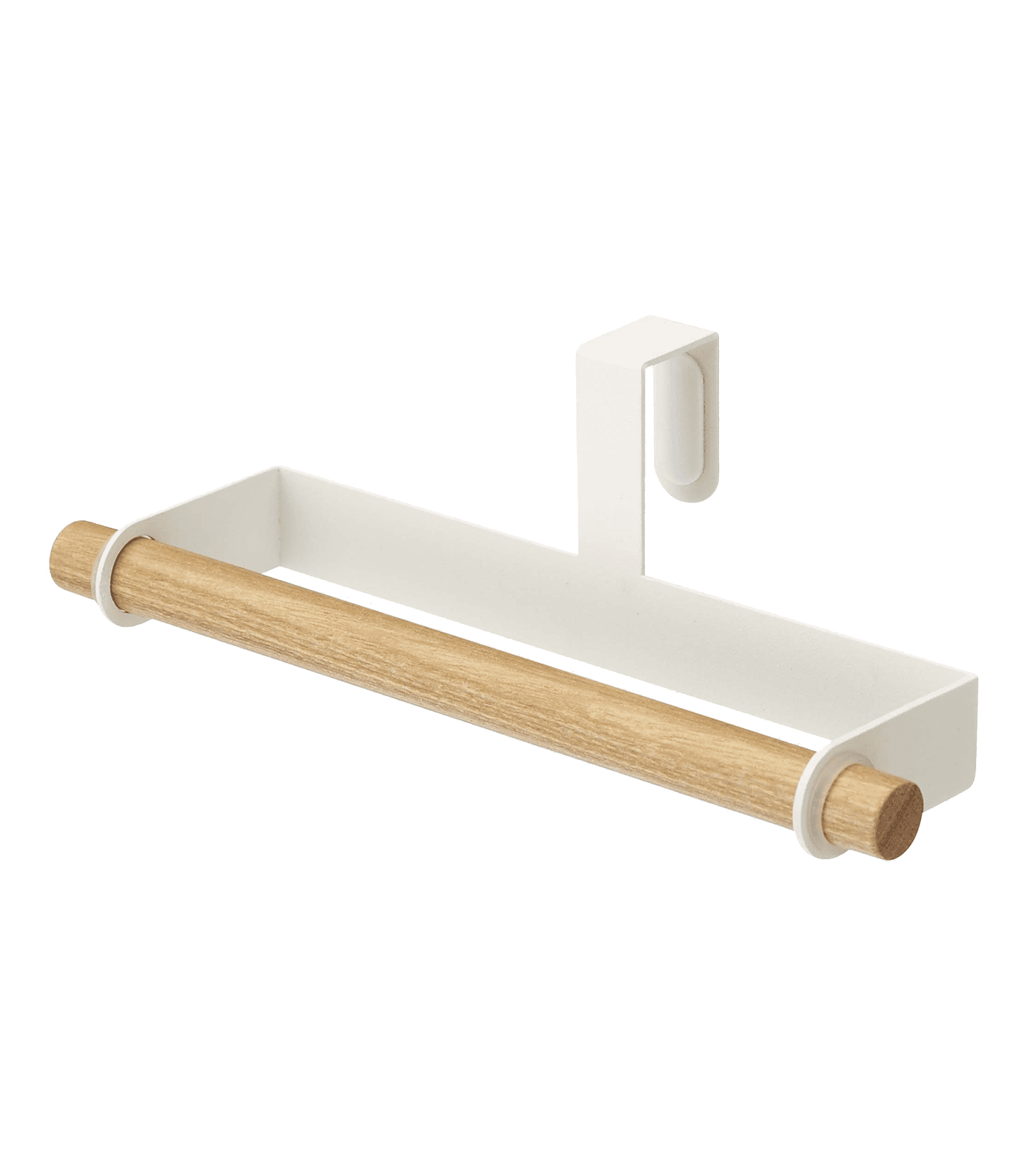 White and Wood Over the Door Kitchen Towel Hanger