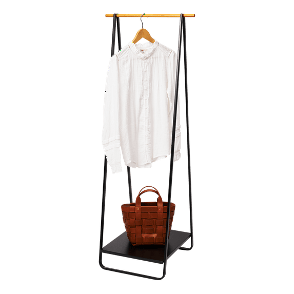 Yamazaki Home Tower Freestanding Coat Hanger Clothes Rack With Shelf, 55" - Steel