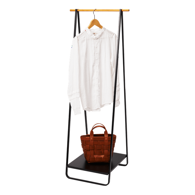 Yamazaki Home Tower Freestanding Coat Hanger Clothes Rack With Shelf, 55" - Steel