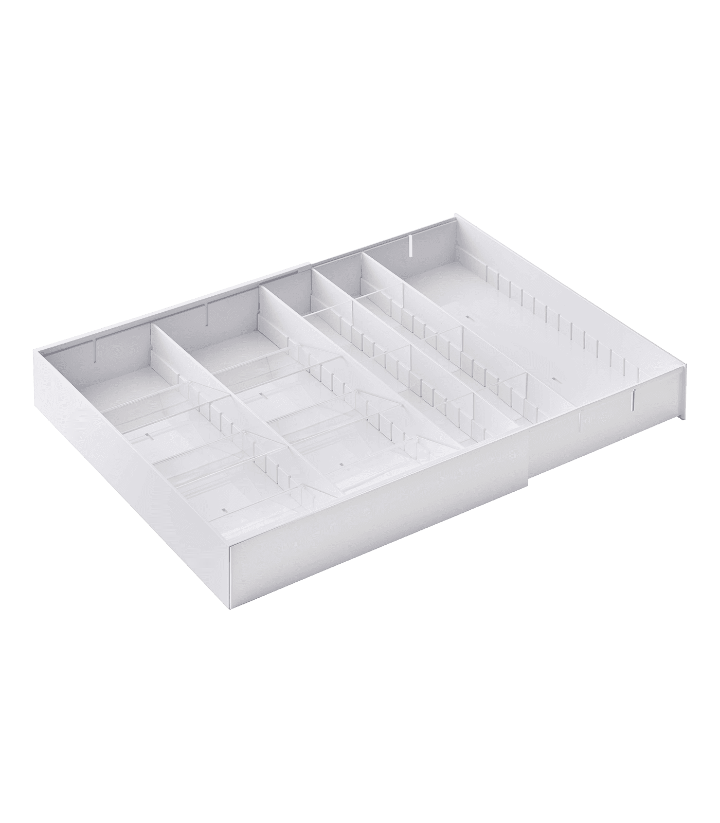 Adjustable White ABS Plastic Expandable Cutlery Tray Organizer