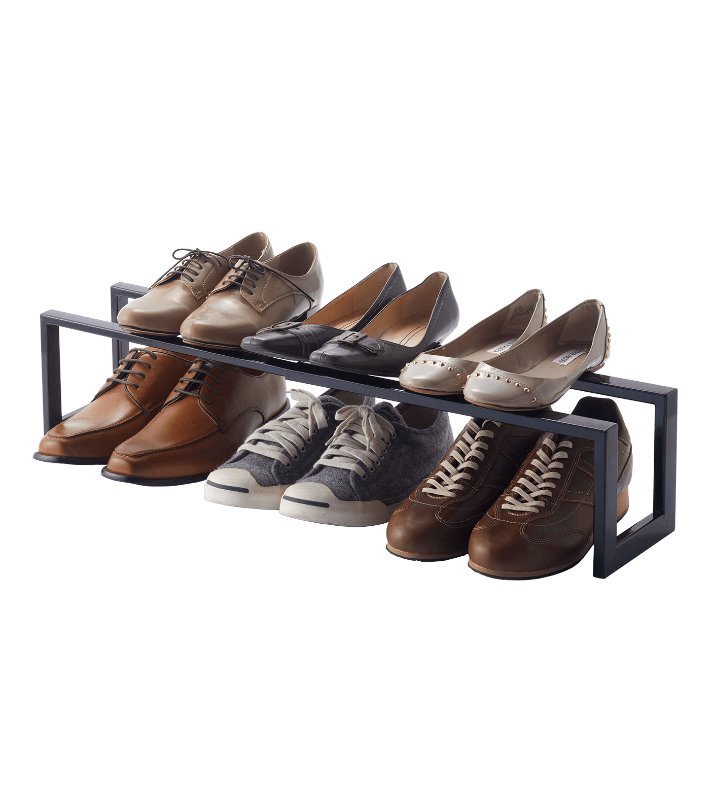 Black Adjustable Stackable Metal Shoe Rack