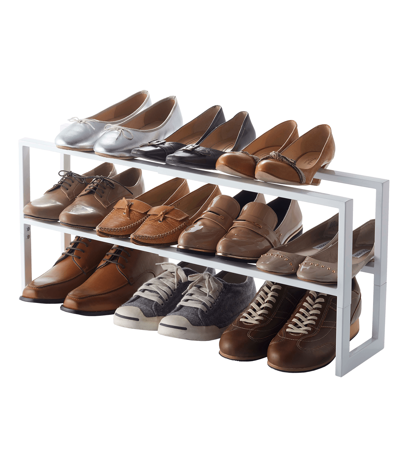 Yamazaki Home 2 Shelves Adjustable Shoe Rack, Large, Double, Steel,Holds 6 to 12 shoes, Expandable