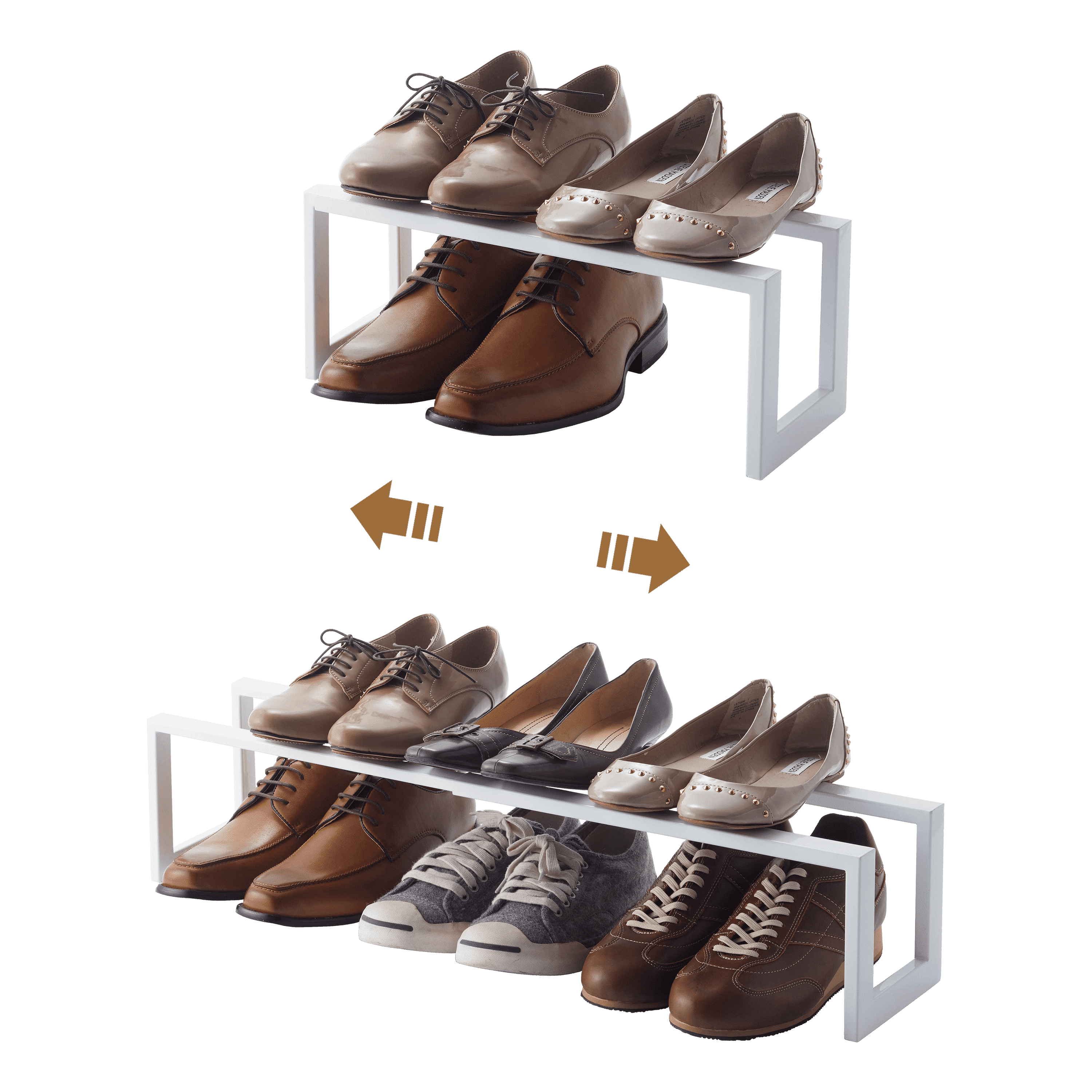 Yamazaki Home Adjustable Shoe Rack, Small, Steel,  Holds 4 to 8 shoes, Expandable, Stackable