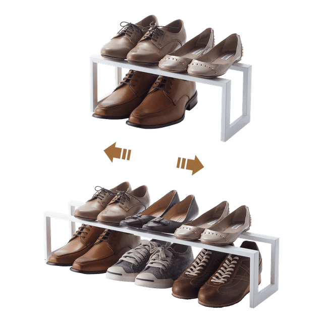 Yamazaki Home Adjustable Shoe Rack, Small, Steel,  Holds 4 to 8 shoes, Expandable, Stackable