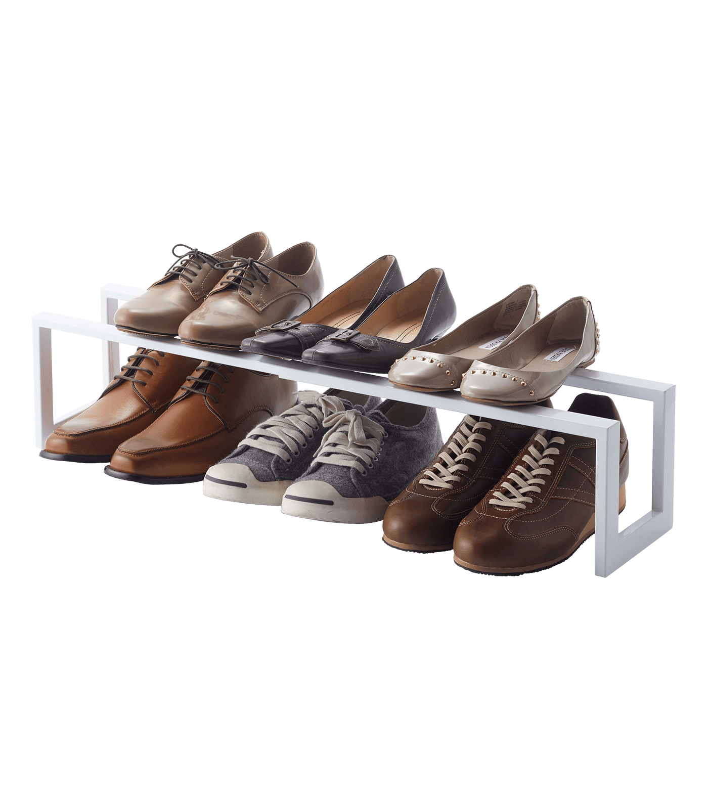 Yamazaki Home Adjustable Shoe Rack, Small, Steel,Holds 4 to 8 shoes, Expandable, Stackable