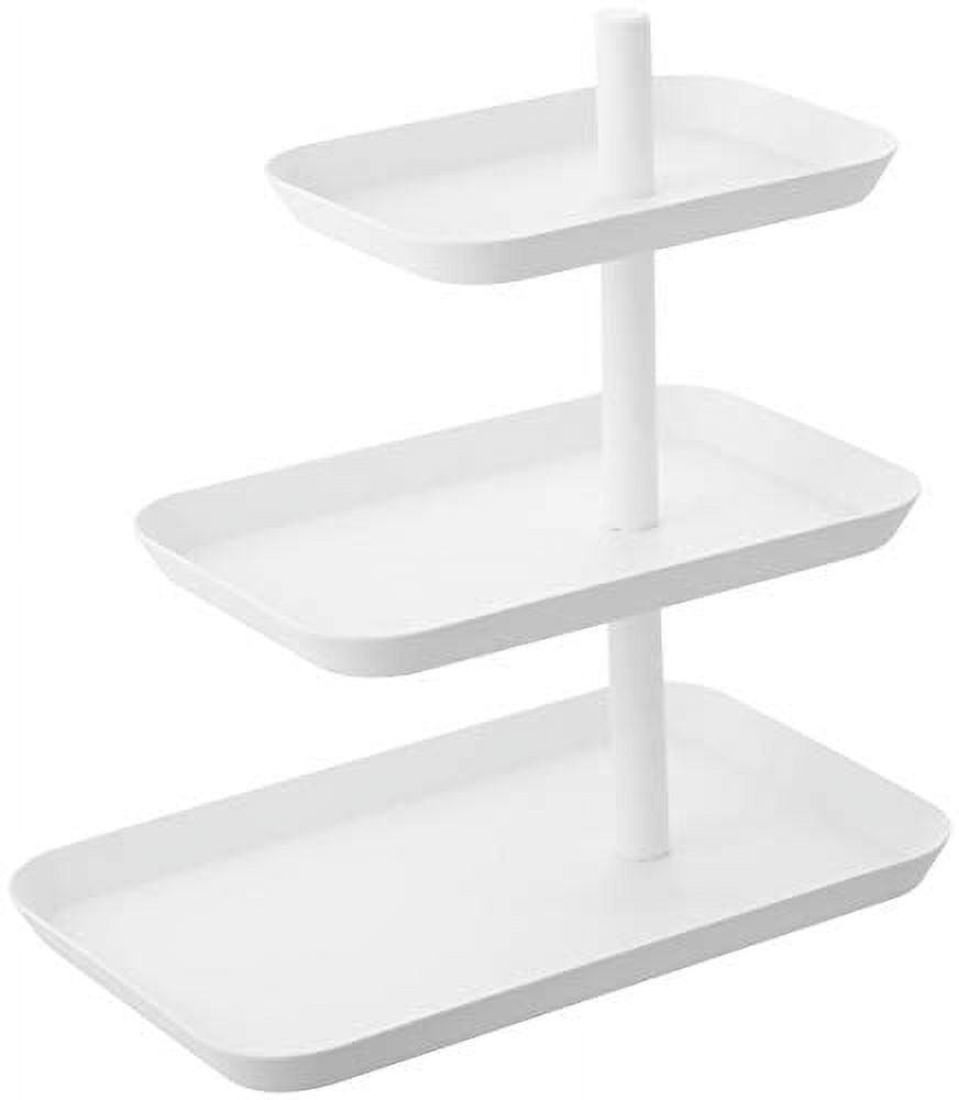 Modern 3-Tier White Metal Accessory & Jewelry Organizer Tray