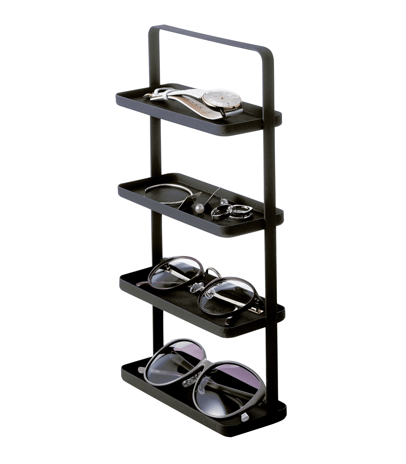 Tower Yamazaki Home 4-Tier Accessory Tray, Jewelry Holder & Storage Organizer, Steel, Handle